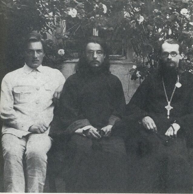 Novice Vasilii Filipovich, Archimandrite Feodosii of the Kiev Caves (later a New Martyr) and Archimandrite Germogen (Golubev). Kiev 1923