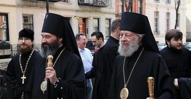 Bishop Jerome (right) with Archbishop Justinian, Administrator of the Patriarchal parishes in the US