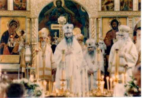 At the funeral of Metropolitan Anastassii. Holy Trinity Monastery, Jordanville, 1964