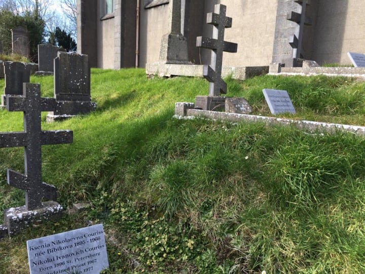 The grave of Fr. Nicolas and his Matushka Ksenia in the cemetery in Collon. Photo by Fr. Nikolay Evseev, who serves there memorial services