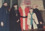 Left to Right. Fr. Ioann Suscenko, Bp. Constantine, Ded Moroz, Alexander Suscenko, Protod Sergii. London. Early 1980s