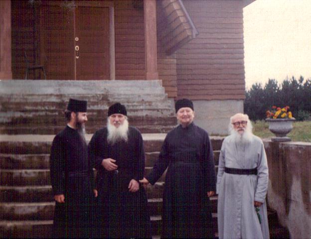 Bishop Mark, Fr. Stephan, Archbishop Pavel, Bishop Grigorii (Grabbe). At the Bishop`s Council in Mansonville, Quebec; August 6, 1983