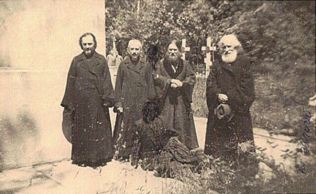 Bishops of Ukrainian Autonomous Church in Warsaw. 1944. Who is the blackened figure?