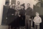 Dm. Nikolaevich, second from left, at the temple in Lima.