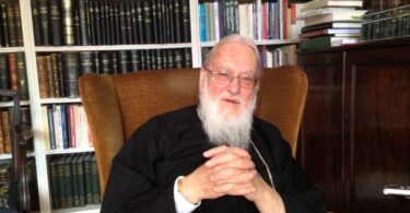 Metropolitan Kallistos in his study in Oxford