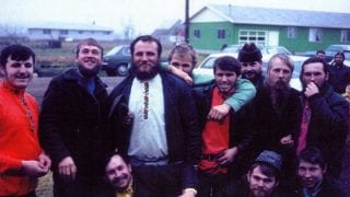 A groom and his friends at the Turkish village in Gervais, OR. Photo is taken in the early 1970 by Dail Adams or J. Hudanish