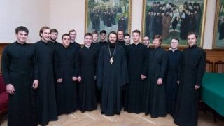 Students of St. Petersburg Academy with Bp Ambrose, rector