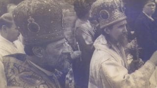 Bishops Vitaly Maximenko and Adam concelebrate in Jordanville in the 1930