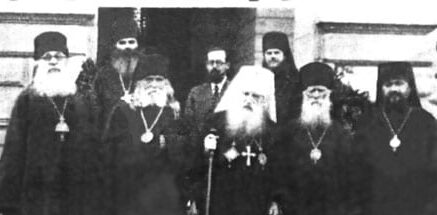 Members of the Synod of Bishops with the Bishop Nestor in Sremsky, Karlovets