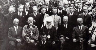 Meeting of students and teachers of Riga Seminary with Metropolitan Augustīns, 1936